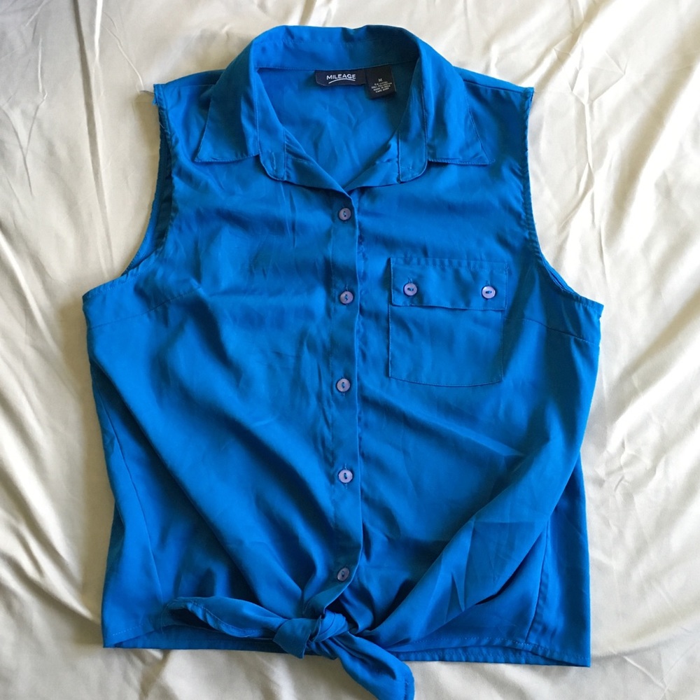 Mileage Blue Collared Button Up Shirt